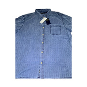 Men's Silk Short Sleeve Patterned Relaxed Fit Casual Shirt, Blue