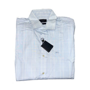 Men's Cotton Striped Long Sleeve Tailored Fit Formal Shirt, Baby Blue