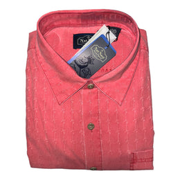 Men's Silk Short Sleeve Patterned Relaxed Fit Casual Shirt, Red